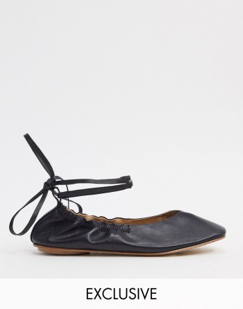 ASRA Exclusive Fliss Ballerina With Ankle Ties Crne - Ženske Cipele | 24178UBXF